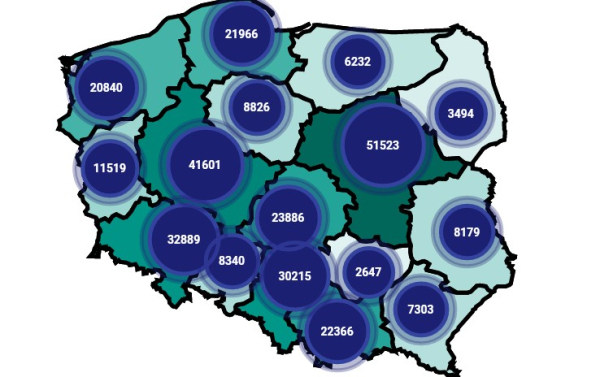Де в Польщі українці найчастіше подавалися на карти ...