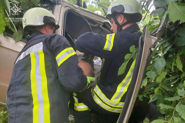 На Дніпропетровщині легковик влетів у дерево, пораненого водія деблокували рятувальники. ФОТО | новини Дніпра