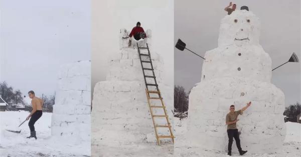 Мой снеговик выше рекордсмена на 12 сантиметров: 6-метрового гиганта слепили на Волыни - Общество