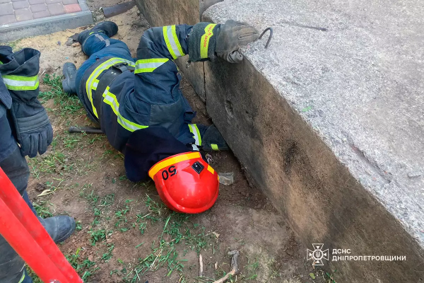 На Дніпропетровщині бійці ДСНС врятували з-під бетонного блоку крихітне цуценя | новини Дніпра